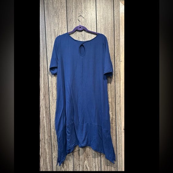 Cuddl Duds Petite Flexwear Elbow-Sleeve Rainbow Hem Lounge Dress - Picture 2 of 4